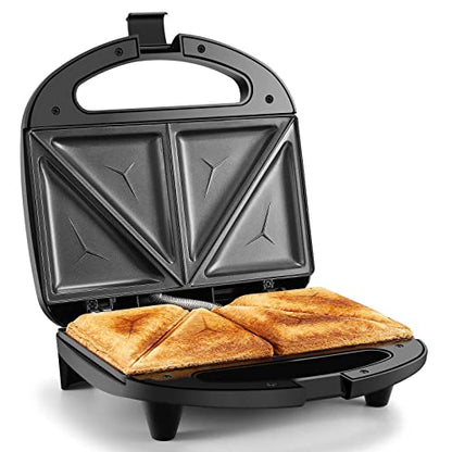 OSTBA Sandwich Maker, 2 Slice Grilled Cheese Maker with Non-stick Triangle Plates, Indicator Lights, Cool Touch Handle, Easy to Clean and Store, 750W - style: ABS07-T