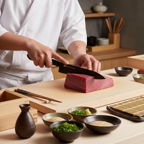 SASUGA Lightweigth Japanese Santoku Chef’s Knife 170mm – Made in Japan | Molybdenum-Vanadium Stainless Steel | Razor-Sharp, Rust-Resistant Blade for Meat, Fish & Vegetables - color: Santoku