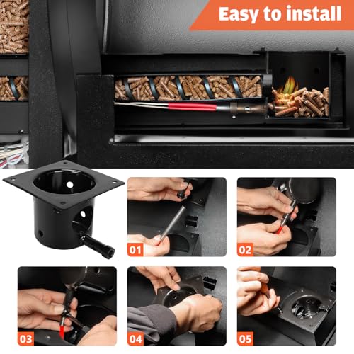 Upgraded Fire Burn Pot and Hot Rod Ignitor Kit Replacement Parts for Traeger, Pit Boss & Camp Chef Pellet Grill Smoker, Durable Fire Burner Pot with Ash Remover, Screws & Fuse, Enamel Fire Pot - size: Fire Burn Pot + Ignitor