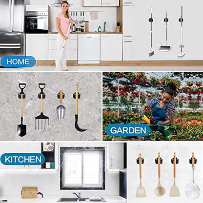 JAMEND CLXP 3PCS Broom and Mop Holder, Heavy Duty Garden Tool Organizer Rack Rake and Shovel Handle, Stainless Steel Mop Hanger. Wall Mounted Utility Rack with Screws, Silver. - color: Silver, size: 3