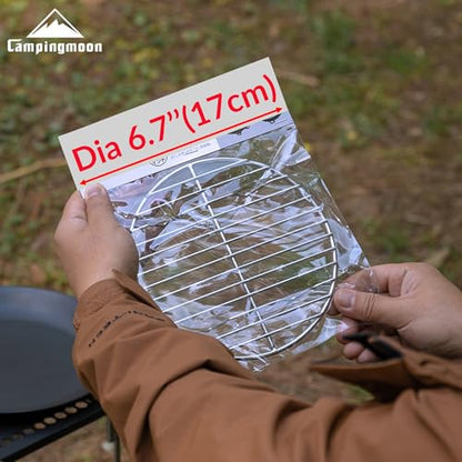 CAMPINGMOON Round Roasting Baking Steaming Cooling Rack Cooking Grid Grill Stainless Steel Fits for Dutch Oven (Diameter φ6.7inch, W17) - color: Dia 6.7 inches, W17