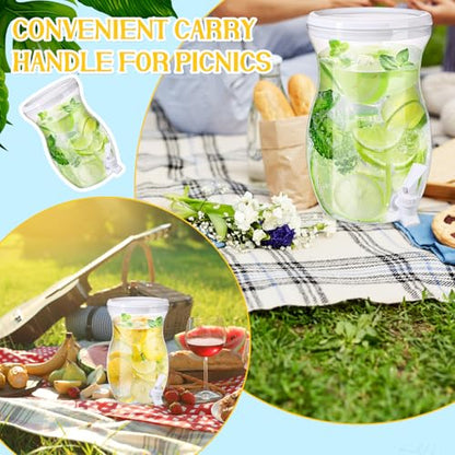 Havawish 2 Pcs 1 Gallon Plastic Beverage Dispenser with Spigot Clear Summer Kitchen Fridge Drink Dispenser for Parties Lemonade Juice Tea Beer Cold Water(White,Gourd) - color: White, style: Gourd
