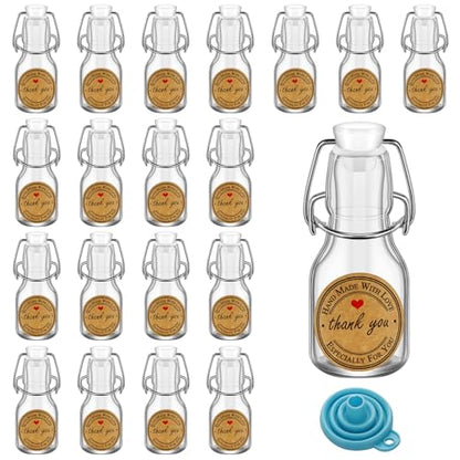 30Pcs White 2 oz Mini Swing Top Glass Bottles, 60ML Mini Storage Bottles, with Lids Kraft Decoration,Small Glass Bottle,for Wedding Themed Party Favors (30)
