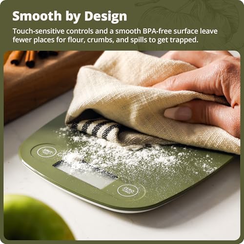 Greater Goods Food Scale – Digital Kitchen Scale, 1g Precision, Easy-Tare & Quick Conversion, Slim Compact Design, Durable & Portable | Ideal for Cooking, Baking & Meal Prep (Moss Green) - color: Moss Green