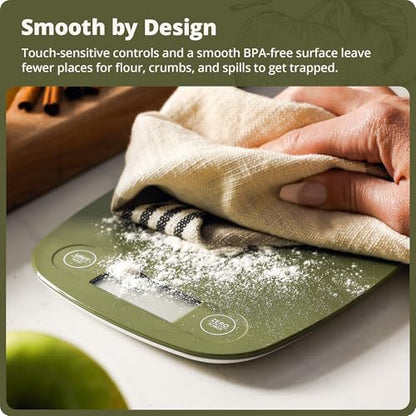 Greater Goods Food Scale – Digital Kitchen Scale, 1g Precision, Easy-Tare & Quick Conversion, Slim Compact Design, Durable & Portable | Ideal for Cooking, Baking & Meal Prep (Moss Green) - color: Moss Green