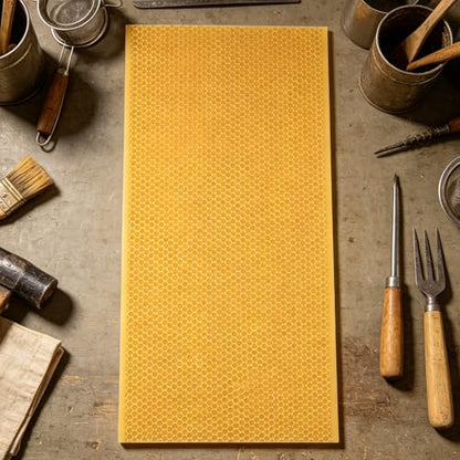4pcs Beeswax Coated Foundation Sheets for Beehive, Waxed Plastic Comb Nest Foundation for Frame Beekeeping Tools, 16.7x8.4in, Yellow