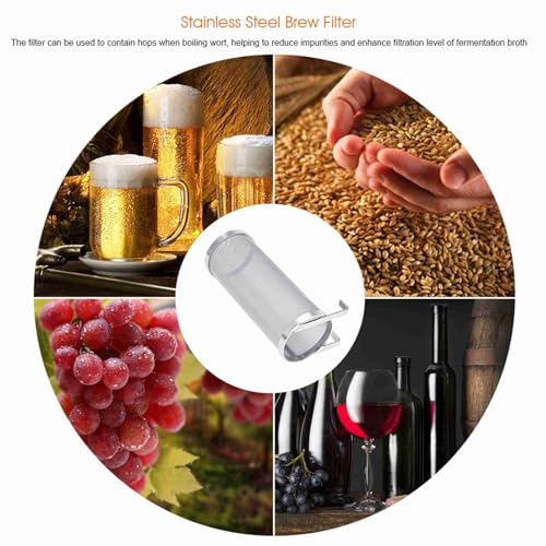 Beer Brewing Dry Hopper Filter, 300 Micron Mesh Brew Filter Stainless Steel Homemade Brew Beer Hop Mesh Filter with Hook for Home Beer Brewing 10 x 25.5cm (10 * 25.5cm)