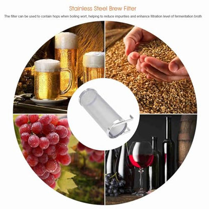 Beer Brewing Dry Hopper Filter, 300 Micron Mesh Brew Filter Stainless Steel Homemade Brew Beer Hop Mesh Filter with Hook for Home Beer Brewing 10 x 25.5cm (10 * 25.5cm)