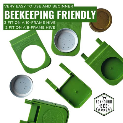 Foxhound Bee Company Front Entrance Honey Bee Feeder and Lid for Feeding Bees Water or Sugar Syrup from The Front of The Hives in Beekeeping - 4 Pack - size: 4 Pack Entrance Feeders