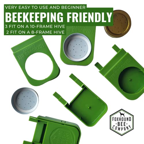 Foxhound Bee Company Front Entrance Honey Bee Feeder and Lid for Feeding Bees Water or Sugar Syrup from The Front of The Hives in Beekeeping - 4 Pack - size: 4 Pack Entrance Feeders