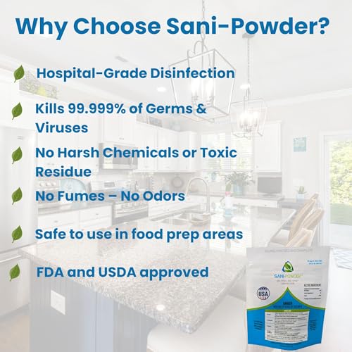 Sani-Powder HOCl Cleaning Powder – Fast-Dissolving Granules for Hard, Non-Porous Surfaces – Multi-Surface Cleaner, Easy-Mix Concentrate, Low Odor, No Residue – Gallon Pouch (10 Packets) - size: 0.15 Ounce (Pack of 10)