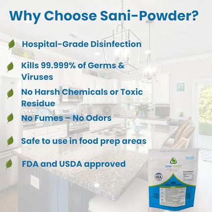Sani-Powder HOCl Cleaning Powder – Fast-Dissolving Granules for Hard, Non-Porous Surfaces – Multi-Surface Cleaner, Easy-Mix Concentrate, Low Odor, No Residue – Gallon Pouch (10 Packets) - size: 0.15 Ounce (Pack of 10)