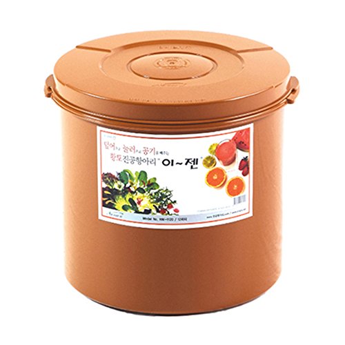 E-Jen Premium Kimchi, Sauerkraut Container Probiotic Fermentation with Inner Vacuum Lid Round (8.4 gal/ 32L) - size: 32 l