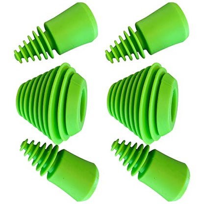 Green Piece® Six Silicone Green Cleaning plugs + stoppers Preserver Cap Airtight Bottle Plug Odor Proofing Glass, Plastic and Silicon Pieces (Pack of 2) - style: 6 Green Plugs