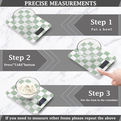 Food Scale Kitchen Scale for Baking Cooking Digital Food Weighing Measuring Scale Small Waterproof Electric Food Scale Checkered Green and White - color: Checkered Green and White