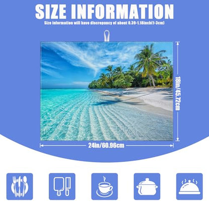 Beach Palm Tree Dish Drying Mat for Kitchen Counter Drying Pad Absorbent Reversible Dish Drainer Rack Mats Draining Pad 18"x24"Inch