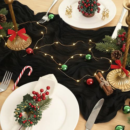 Black Cheesecloth Table Runner 120 Inch 10FT Cheese Cloth Runners 1 Pack for Baby Shower, Banquet, Theme Party, Football Theme - color: Black