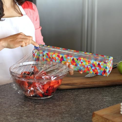 Chicwrap Triangles Refillable Plastic Wrap Dispenser - Includes One 12" x 250' Roll of Professional Grade Plastic Wrap - BPA Free and Kosher Certified - Reusable Dispenser w/Slide Cutter - style: Triangle