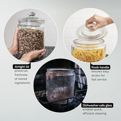 Restaurantware Glass Storage Containers - 1 Count 6 Liter Airtight Kitchen Canisters - Pantry Jars With Lids For Food - Clear Crystal Glass - size: 1.5 gal
