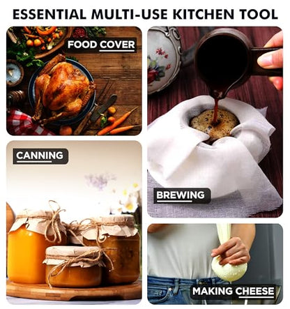 100% Unbleached Cheese Cloths - Grade 100-50 Sq Feet - 5.5 Sq Yards Organic cheesecloth For Straining -Reusable Washable Ultra Fine Cheesecloth for Turkey Straining, Cooking, Baking, Cheese Making - size: 5.5 Sq Yards
