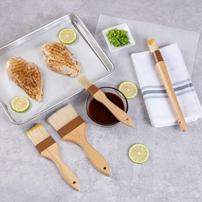 Restaurantware Pastry Tek 8.4 Inches Buttering Brush 1 Boar Bristles Pastry Brush - Hardwood Handle Built-In Hanging Hole Wood Basting Brush Sturdy Ferrule For Glazing And Basting - size: 8 1/2"