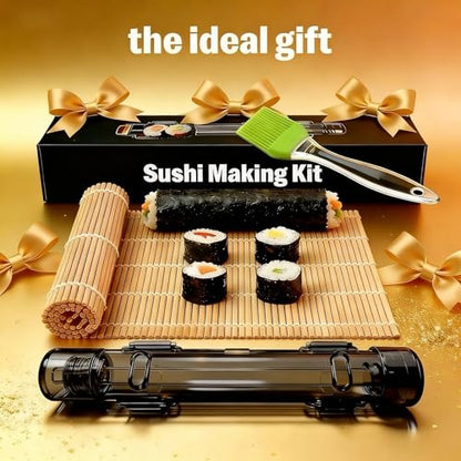 Sushi Making Kit – Clear Sushi Bazooka Roller & Bamboo Sushi Rolling Mat, Easy DIY Sushi Maker Tool Set for Beginners, Homemade Sushi Rolls for Kitchen & Party (Clear Black) - color: Clear Black