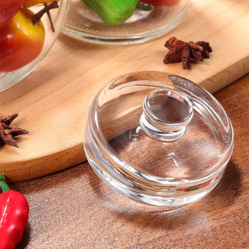 FUOYLOO Weighted Glass Lid for Wide Mouth Mason Jar, Smooth Round Fermenting Weight Handle, Silver