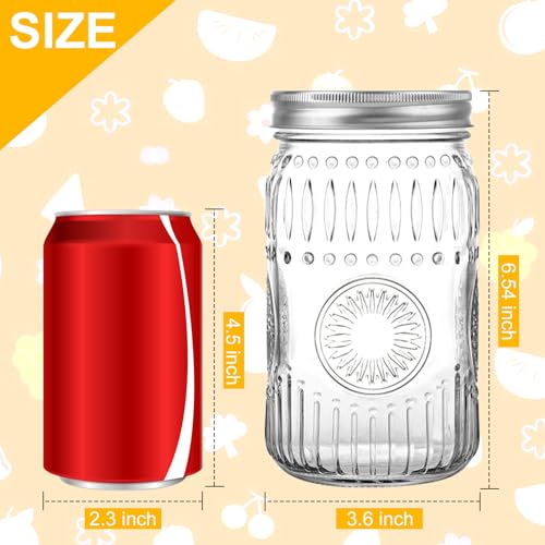 HINGWAH Wide Mouth Mason Jars 32 oz, 6 Pack Large Quart Mason Jars with Airtight Lids and Bands, Clear Glass Canning Jars for Preserving, Pickling, Fermenting, Meal Prep & DIY Crafts (Sunflower) - size: 32oz- 6pack