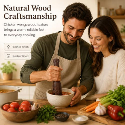 Healifty Kitchen Food Masher Wooden Pestle Tool for Bartender Home Use 19.8cm Sauerkraut Pounder Sauerkraut Pounder Utensils Utensils