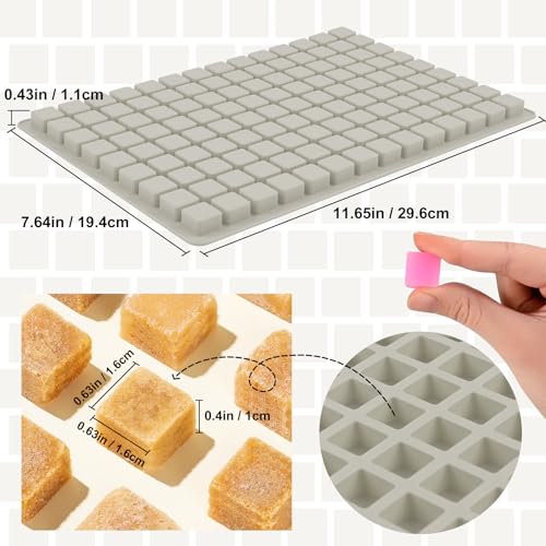 Square Candy Molds, 126-Cavity Mini Silicone Chocolate Mold | Non-stick, Easy to Demold,Mini Square Molds for Chocolate, Hard Candy, Ice, Gummy, Dog Snacks, Bite Size Pudding - color: 126 Cavity Square Mold