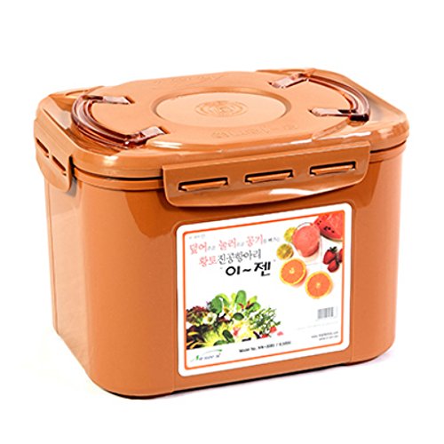 e-jen Premium Kimchi, Sauerkraut Container Probiotic Fermentation with Inner Vacuum Lid (Earthenware Brown, 2.2 gal/ 8.5L) - color: Earthenware Brown, size: 2.2 gal
