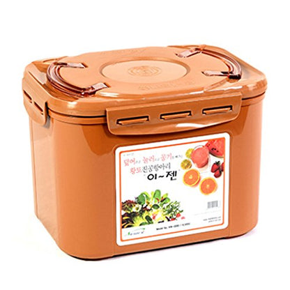 e-jen Premium Kimchi, Sauerkraut Container Probiotic Fermentation with Inner Vacuum Lid (Earthenware Brown, 2.2 gal/ 8.5L) - color: Earthenware Brown, size: 2.2 gal