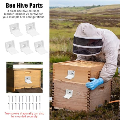 8 Pcs Beehive Entrance Reducer, White Bee Hive Entrance Gates, Portable Beehive Starter Kit, Plastic Bee Hive Entrance Reducer, Beekeeping Supplies - color: White