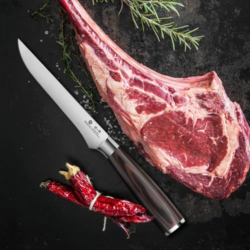 imarku Fillet Knife, German High Carbon Boning Knife, 6-Inch Stainless Steel Professional Grade Boning Fillet Knife for Fish, Pakkawood Handle for Meat and Poultry, Gifts for Men and Women - color: Silver with Brown