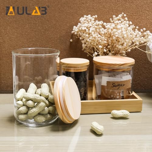 ULAB 3.5mm Thick Glass Food Container Set with Lid, 36.5 OZ Clear Storage Jar, Pack of 3, Glass Airtight Canisters set for Cookie, Candy, Coffee Beans, USJ1002 - color: 36.5oz-3pcs