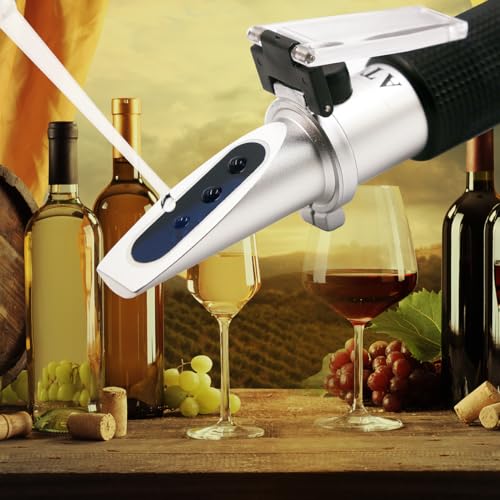 Brix Refractometer with Dual Scale - Specific Gravity & Brix, High Precision Handheld Refractometer Hydrometer with ATC for Beer Brewing Wine Making, Home Brewing Kit