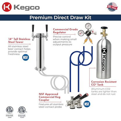 Kegco K309B-2 Double Faucet Digital Black Kegerator