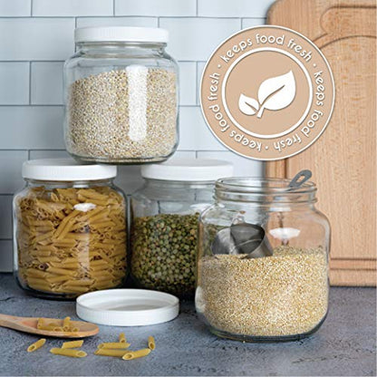 kitchentoolz Half Gallon Mason Jar - Wide Mouth 1/2 Gallon Glass Jar with Lid - Airtight Glass Storage Containers with Lid Fermenting, Canning, and Dry Storage - Made in USA