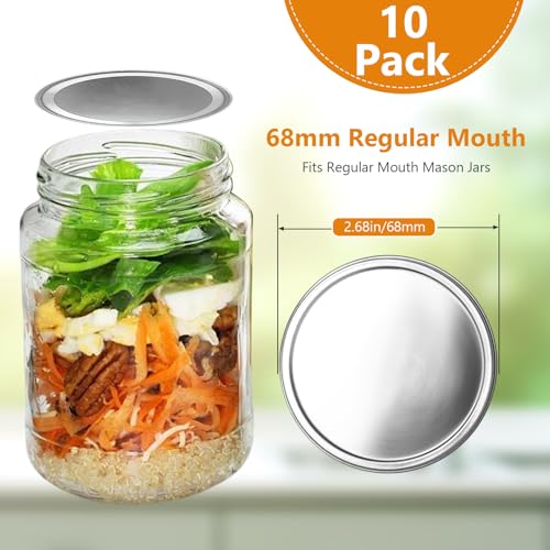Zivif 20 Packs Mason Jar Metal Lids, 10 Wide Mouth (83mm) & 10 Regular Mouth (68mm), Leak-Proof Airtight Lids with Silicone Seal for Canning, Storage & Fermentation