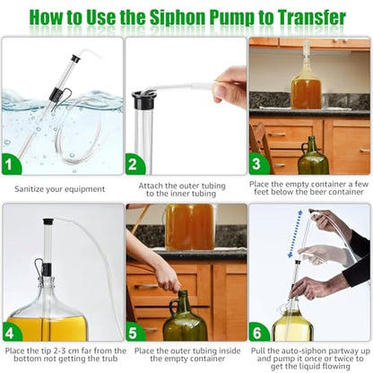 14” Auto Siphon Homebrew -3/8” Racking Cane, Wine Siphon Pump with 5.5FT Tubing & Clamp, Bottling Wand, Airlock for Fermenting with Stoppers & Grommets, Siphoning Kit for Wine Making Homebrew - color: Black