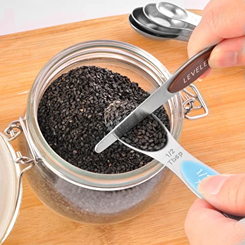 EDELIN Measuring Cups and Magnetic Measuring Spoons Set, Stainless Steel 5 Cups and 7 Spoons (Multi-colour) - color: Multi-colour