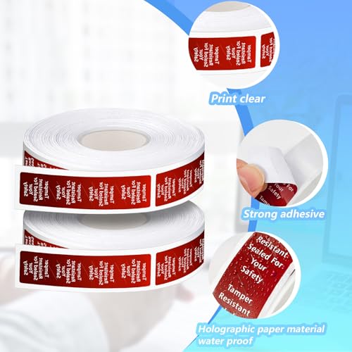 Outus 1000 Pcs Tamper Evident Labels Rolls Adhesive Safety Stickers 0.75 x 3.5'' Tamper Evident Tape for Security Food Delivery Bag Closure Container Box Jar Mailing Packaging Sealing (Red) - color: Red