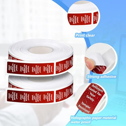Outus 1000 Pcs Tamper Evident Labels Rolls Adhesive Safety Stickers 0.75 x 3.5'' Tamper Evident Tape for Security Food Delivery Bag Closure Container Box Jar Mailing Packaging Sealing (Red) - color: Red