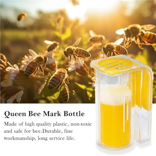 Bee Queen Marking Cage Bottle Box 6pcs Creative Plastic Queen Bee Marking Catcher with Plunger Strong Bee Marker Bottle Handed Beekeeper Tool Garden Bee Tools(Style 2-G) - color: Style 2-G