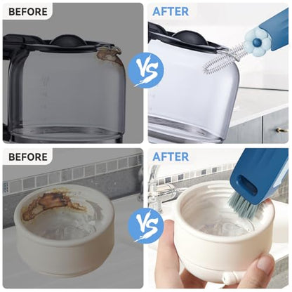 3 in 1 Cup Lid Gap Cleaning Brush Set, Multifunctional Bottle Cleaning Brush, Cup Lid Gap Cleaner, Home Kitchen Crevice Cleaning Brush Tools (Black+Blue+Green) - color: Black+blue+green