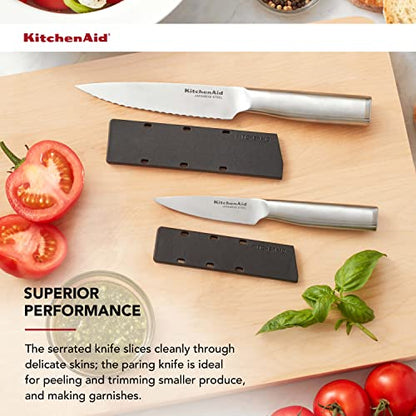KitchenAid Gourmet Utility and Paring Knife Set Set with Blade Covers, 2-Piece, Stainless Steel - style: Utility and Paring Knife Set Set
