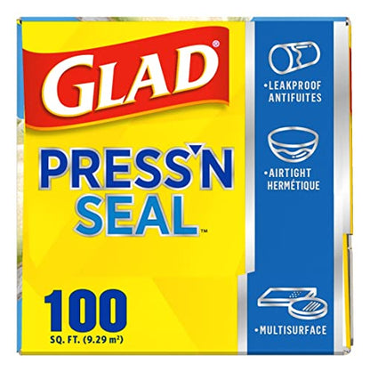 Glad Press'N Seal Plastic Food Wrap, 100 Square Foot Roll, Pack of 3, (Package May Vary) - size: 100 Sq Ft (Pack of 3)