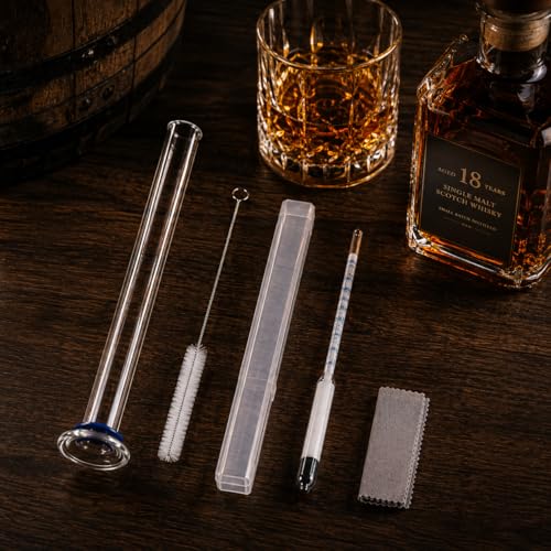 Hydrometer Alcohol Meter Kit, Hydrometer Alcohol 0-200 Proof & Tralle with Hydrometer Test Jar, Alcohol Proof Tester Hydrometer, Alcohol Tester for Liquor, Distilling Moonshine Alcoholmeter