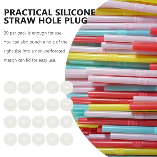 CALLARON 20Pcs Silicone Straw Stoppers - 17mm Straw Hole Plugs, Mason Jar Lids Plugs, Silicone Seal Fermenter Lid Grommet, Lids Airlock Grommet - color: B