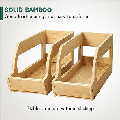 Yumkfoi Bamboo Can Organizers and Storage for Pantry, Soda Can Organizer Beverage Drink Holders, Stackable Canned Goods Organizer Can Dispenser for Pantry, Kitchen, Cabinet (2 Pack) - style: For 26 cans in set of two